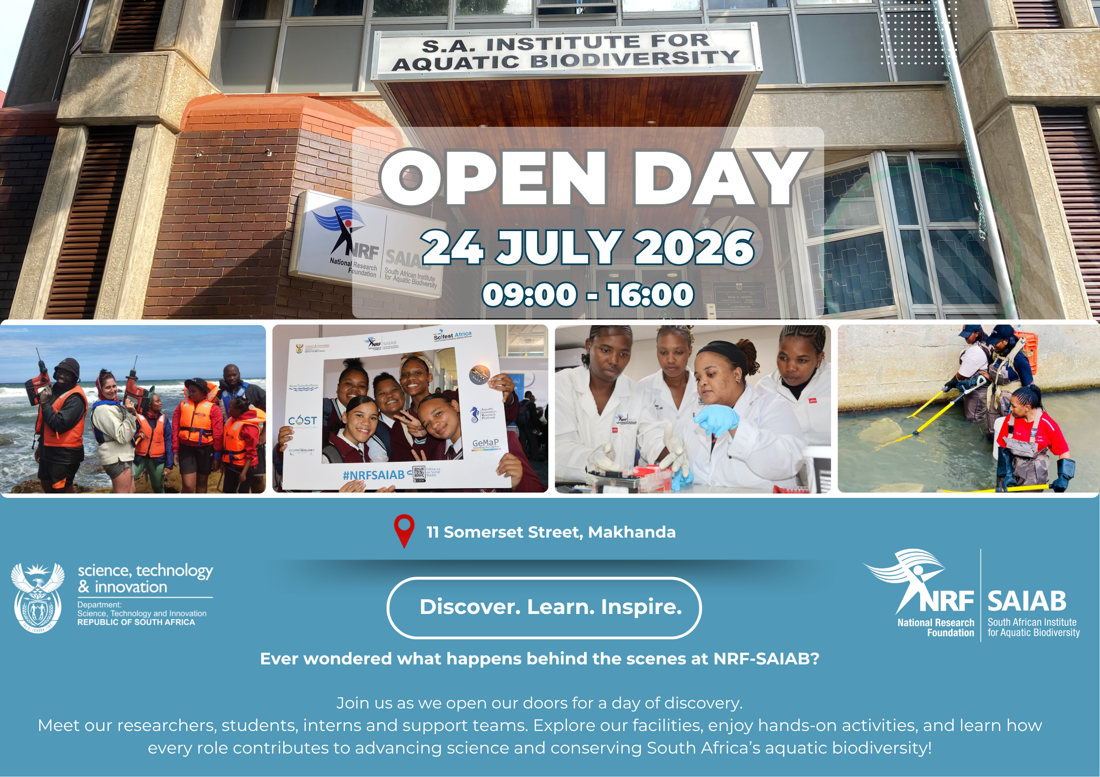 Discover. Learn. Inspire. Join NRF-SAIAB for Our 2026 Open Day